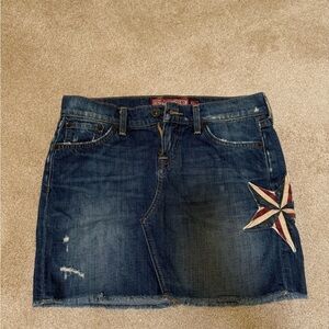 Lucky Brand Blue Denim Skirt with Star Design, EUC